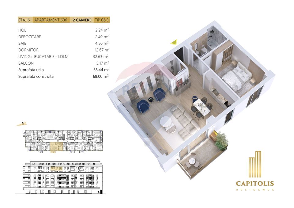 2 room Apartment for sale, Tractorul area