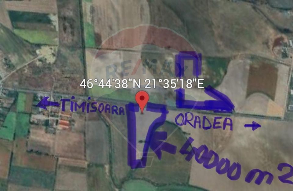 Teren intravilan 80500mp. aproape de nodul rutier de pe DX Oradea-Arad
