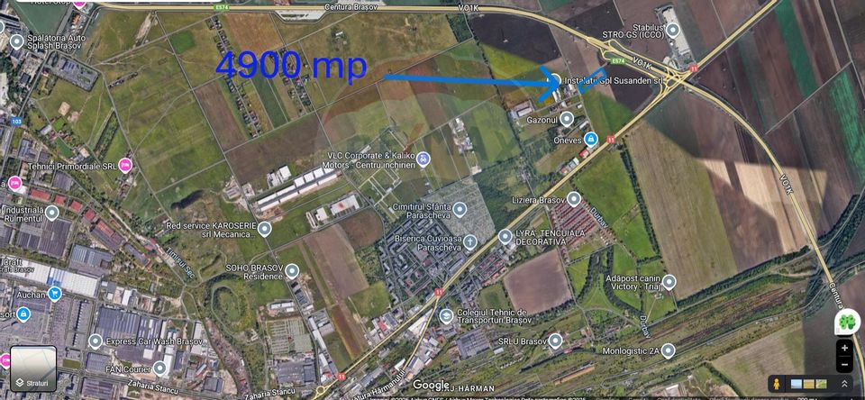 Teren  4,900 mp ,langa centura, zona Stabilus