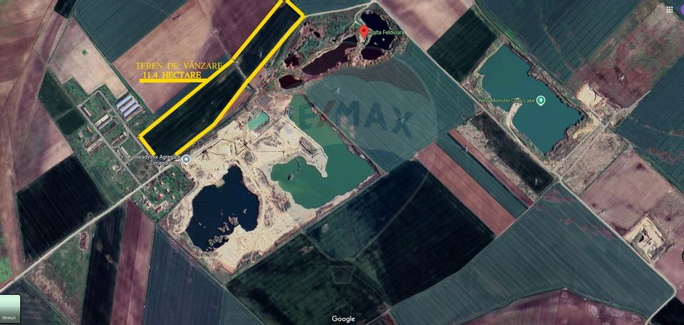 Teren de vânzare 113,931 mp, pretabil balastieră în Zimandu Nou