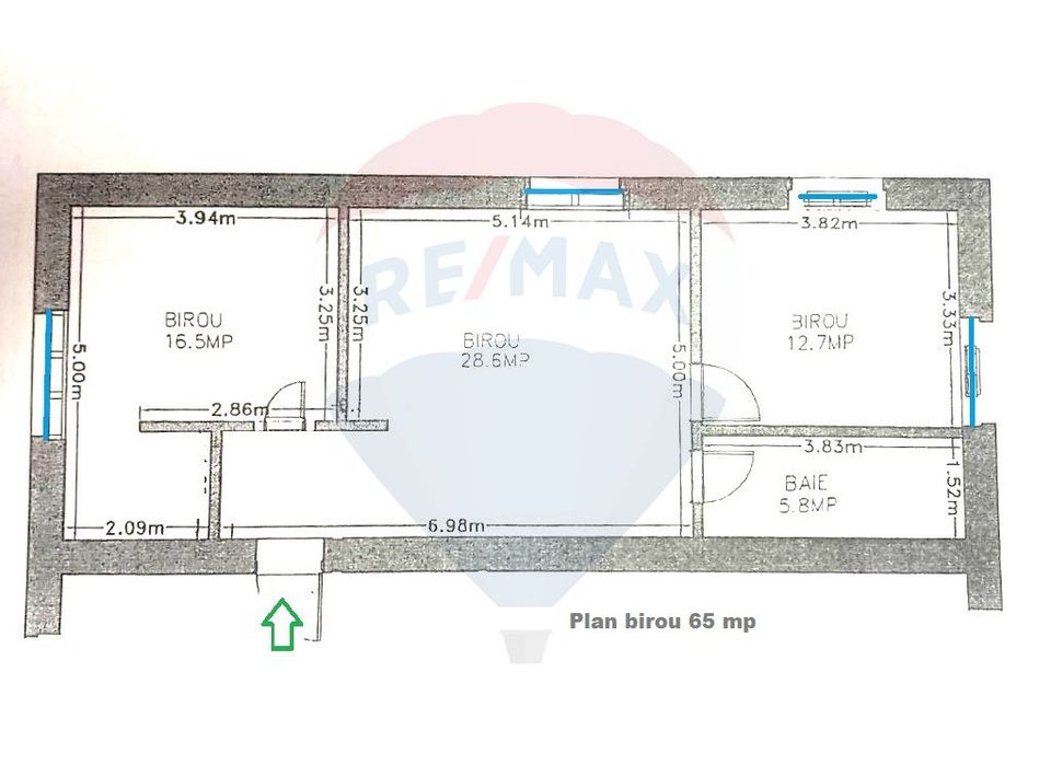 65sq.m Office Space for rent, Central area