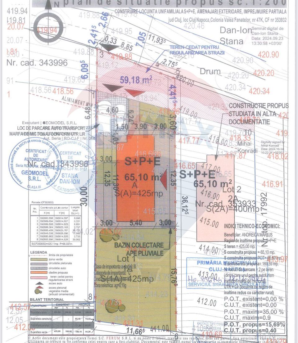 Teren autorizat pentru casa individuala, 9 Min de Auchan, COMISION 0%