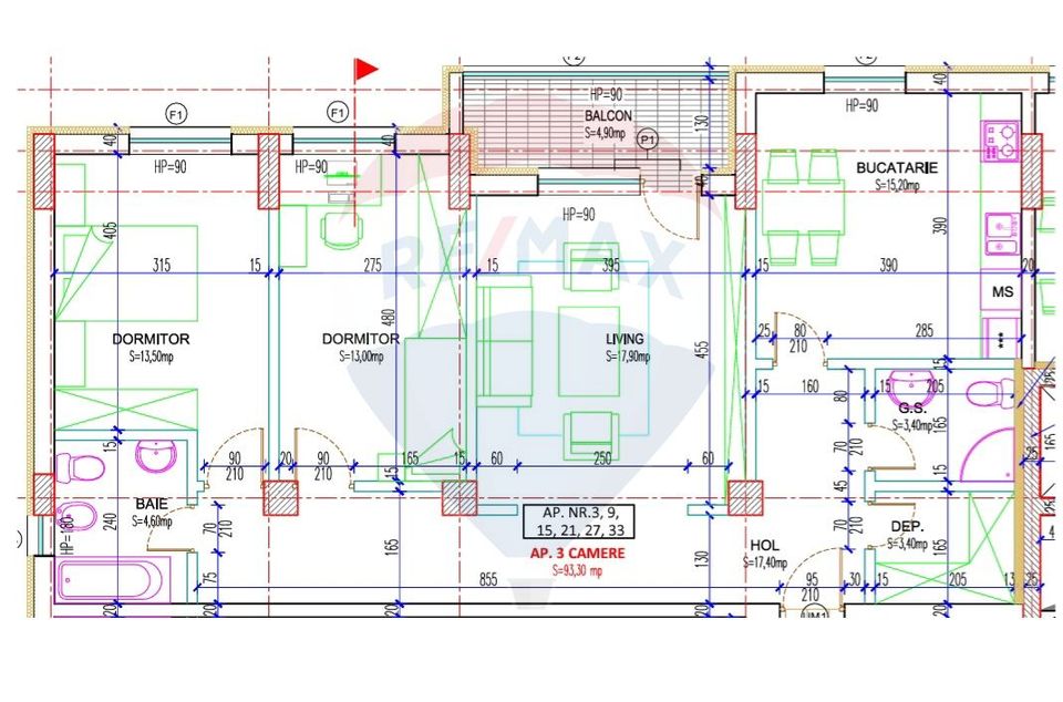 Apartament cu 3 camere de vânzare în Cartier Tei