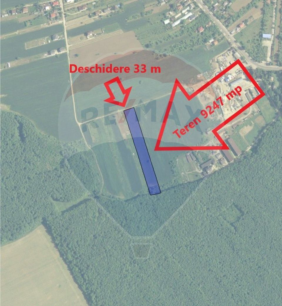 Teren 9200 mp intravilan 33m deschidere Ghermanesti padure