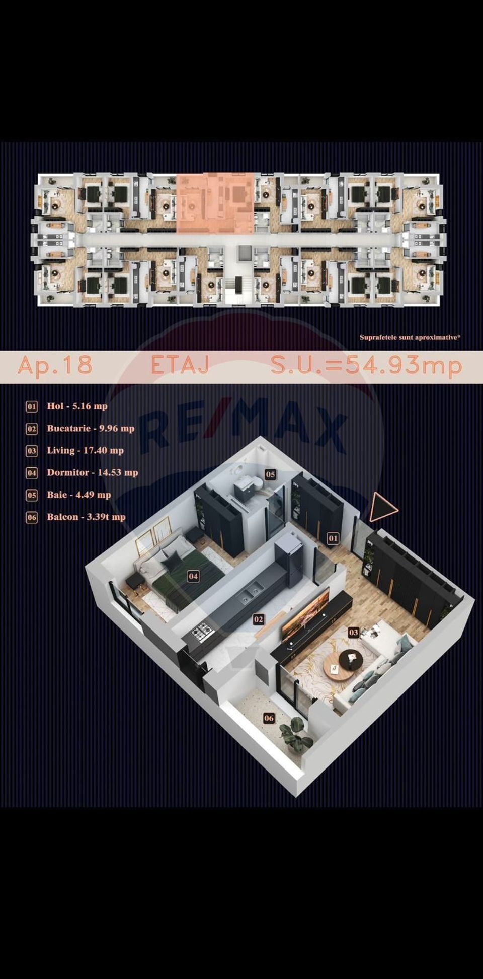 Apartament 2 camere de vânzare / Chiajna / Bloc nou / balcon