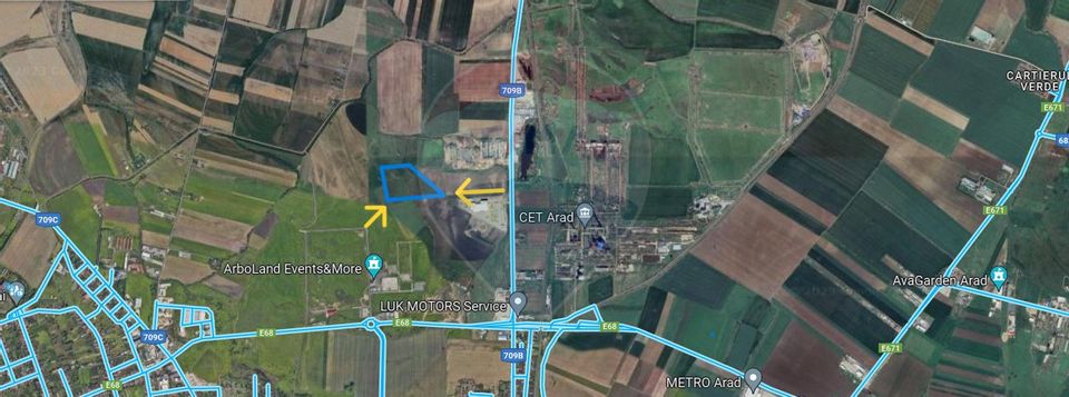 Teren industrial 23.500 mp Arad cu PUD si utilitati in zonă
