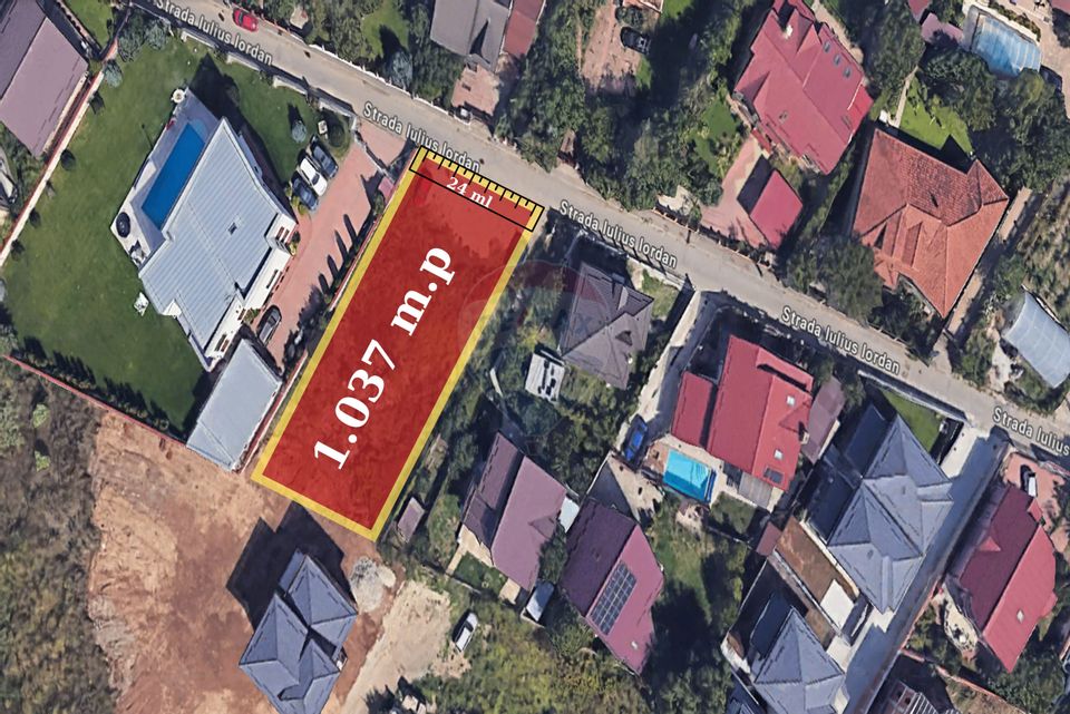 Land for sale, 1037sqm, opening 24 ml, near Uverturii Blvd.