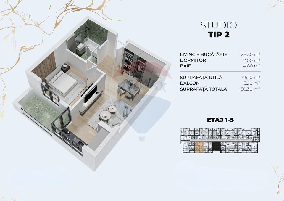 De Vanzare Studio 2 Camere 50 mp Bloc Nou 2026 Optiuni Parcare