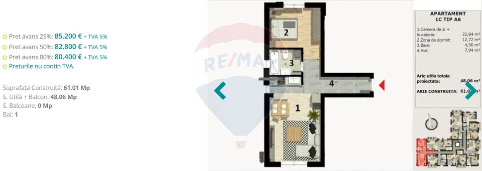Apartament 2 camere in Cartier Rezidential Nou/Calea Bucuresti