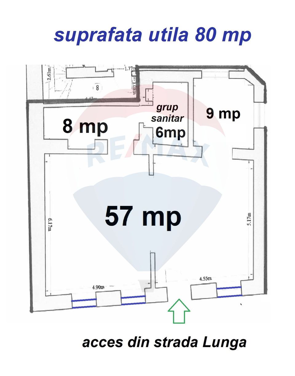 80sq.m Commercial Space for rent, Brasovul Vechi area
