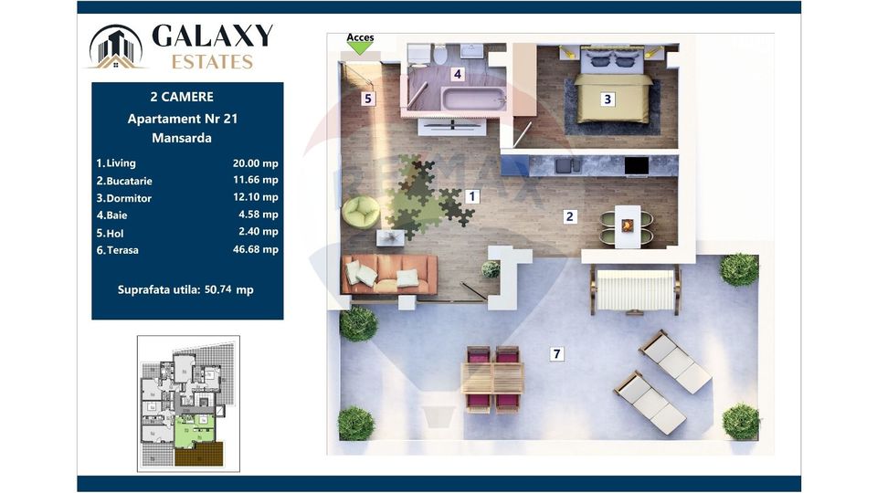 2 room Apartment for sale, Tractorul area