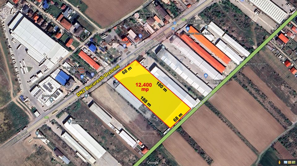 Land for sale 12400sqm Afumati, opening 68m to DN2