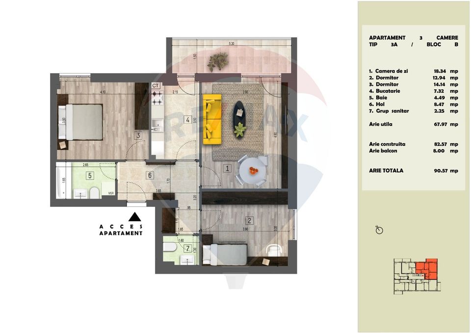 3-room apartment for rent in Ghencea Extension