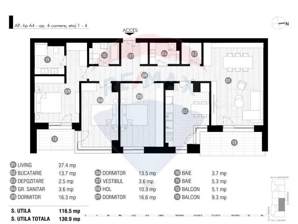 4 room Apartment for sale, Aviatiei area
