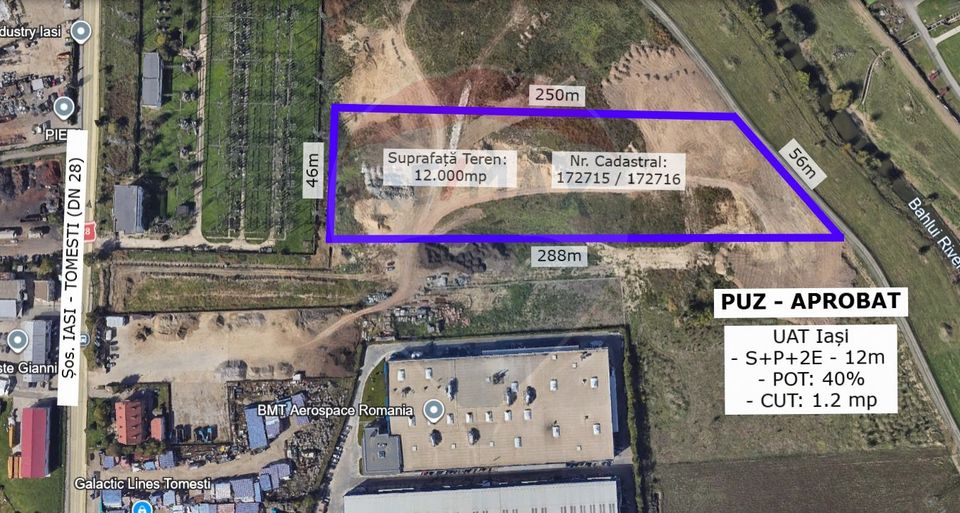 Urban Land 1.2 ha for Sale, Approved PUZ – IAȘI INDUSTRIAL AREA