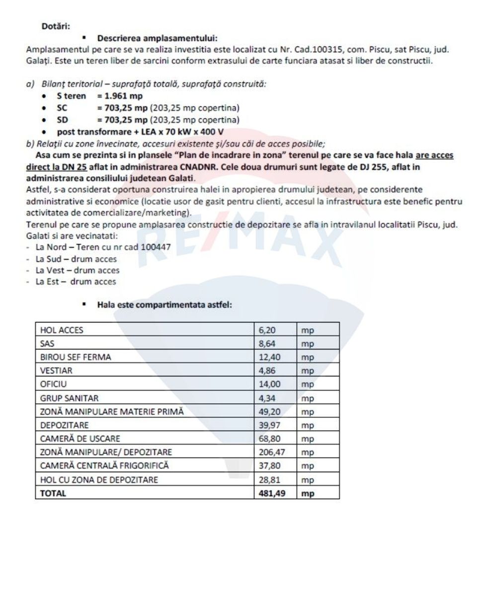 Oportunitate! Hala noua procesare catina de vanzare - Piscu, Galati