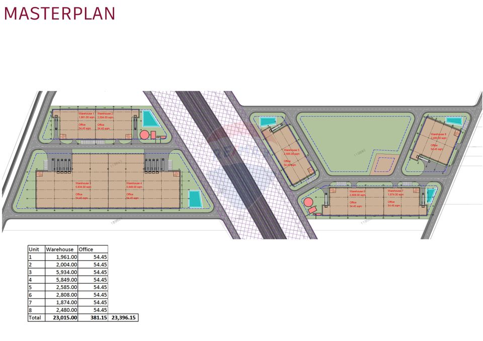 Teren logistic, PUZ aprobat, 7,63 ha, platforme + hale 23.396 mp. A0