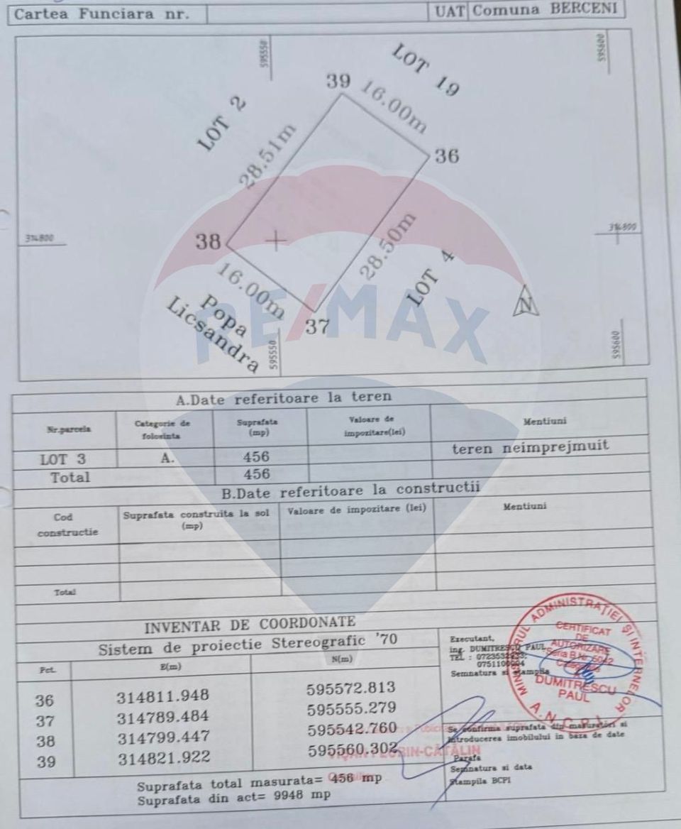 Land 456sqm for sale in Berceni / Zanelor Street