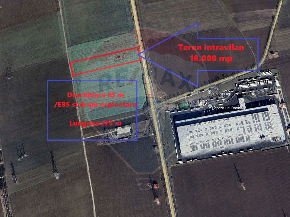 Teren intravilan 18.000 mp Nord Roman la E85