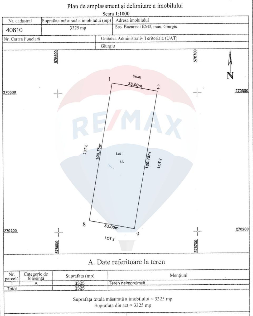 Land 3,325sqm Giurgiu / Soseaua Bucuresti