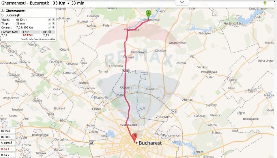 Teren 9200 mp intravilan 33m deschidere Ghermanesti padure